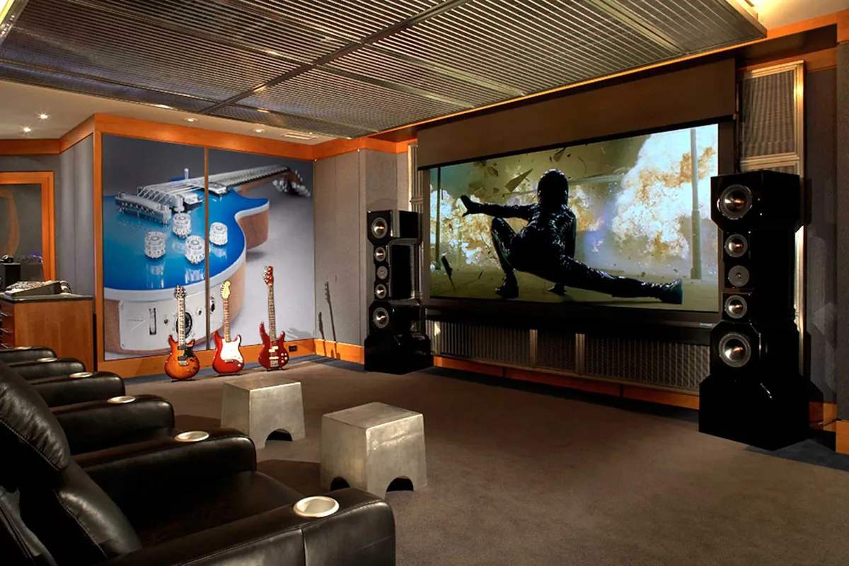 Home theater installation in a Cypress living room